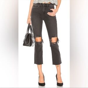 L’Agence Audrina Straight Leg Jean in Vintage Black Distressed 26